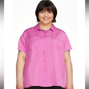 Terra & Sky Women's Plus Size Button Front Camp Shirt 4X